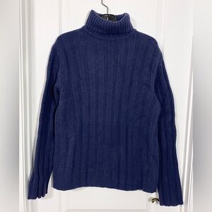 Y2K Express Lambswool Turtleneck Knit Sweater Vintage Blue M